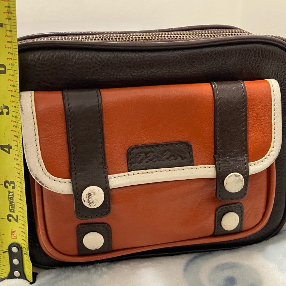 Real leather Orange and Brown Crossbody Bag